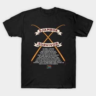 Vintage Sjambok Survivor Leather Whip South Africa Childhood Funny T-Shirt